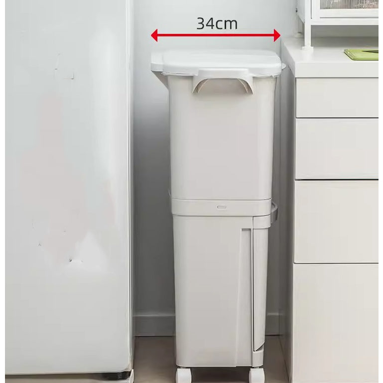Locaupin Household Sorting 32/45L Trash Can Large Garbage Storage Box Plastic Garbage Sorting Paper Basket Trash can