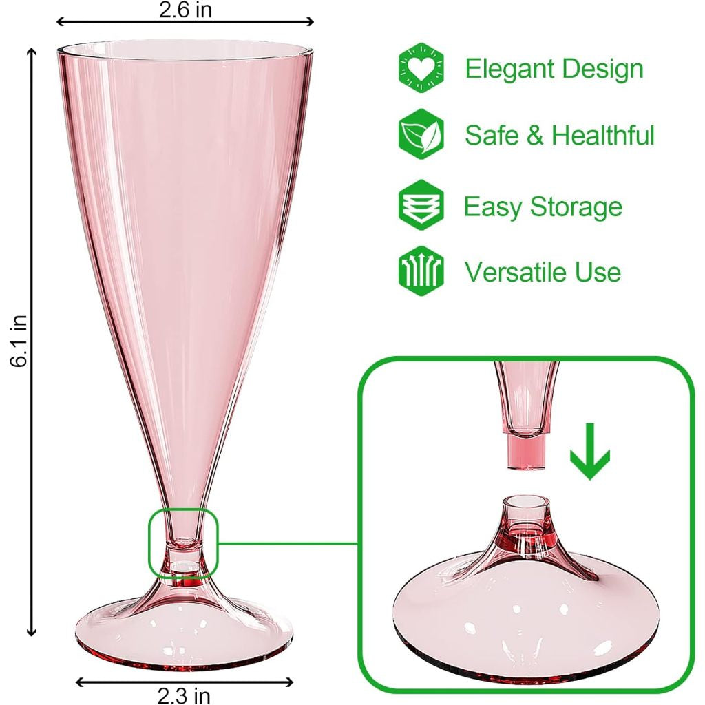 Locaupin BPA Free ,Plastic Champagne Wine Glasses Set Of 4/5, Wine Glasses With Storage Bottles, For Outdoor, Camping,