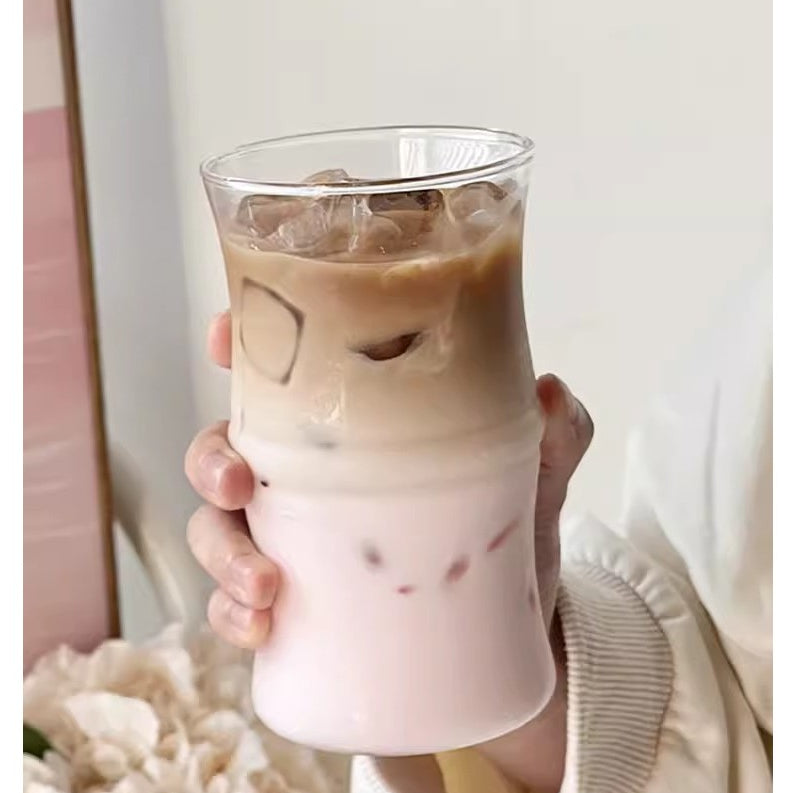 Locaupin 400ML Heat Resistant Healthy Glass Cups,Water Glass,Coffee Cups,Flower Tea Glass, Microwave Safe Glass Tea Cups