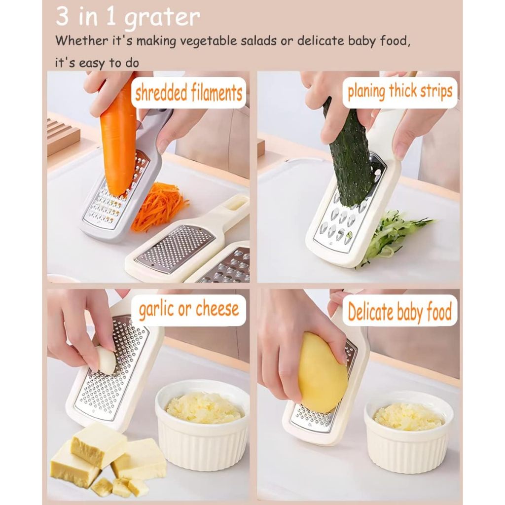 Locaupin 3Pack Cheese Grater With Handle Multi-purpose Kitchen Food Grater Slicer Cheese Grater Vegetables Crater