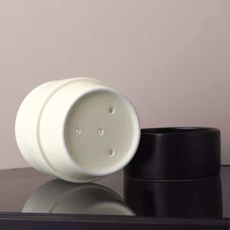 Locaupin Kitchen Utensil Holder Ceramic Utensil Organizer with Drain Hole for Spoons Forks Cutlery Spatulas