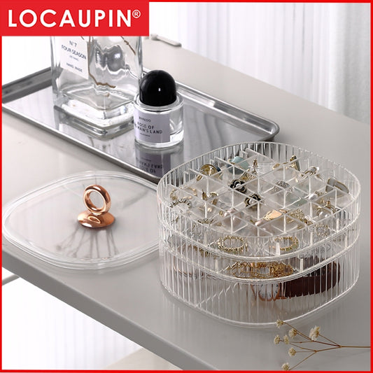 Locaupin Jewelry Box  3 Layer Jewelry Organizer with Handle Clear Jewelry Boxes for Make up Organizer Jewelry Storage
