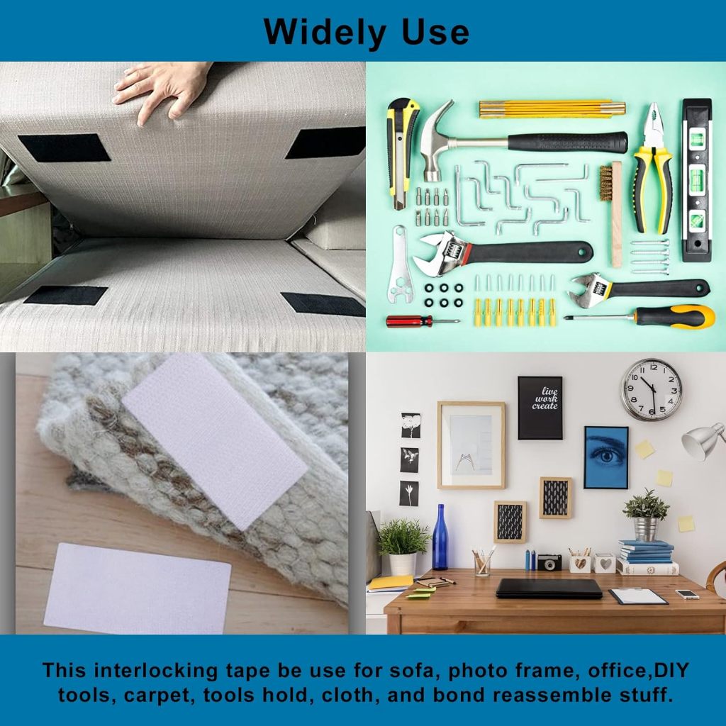 Locaupn 300cm Hook and Loop Fastener Tape Strips 20mm 30mm with 3M Tape Adhesive