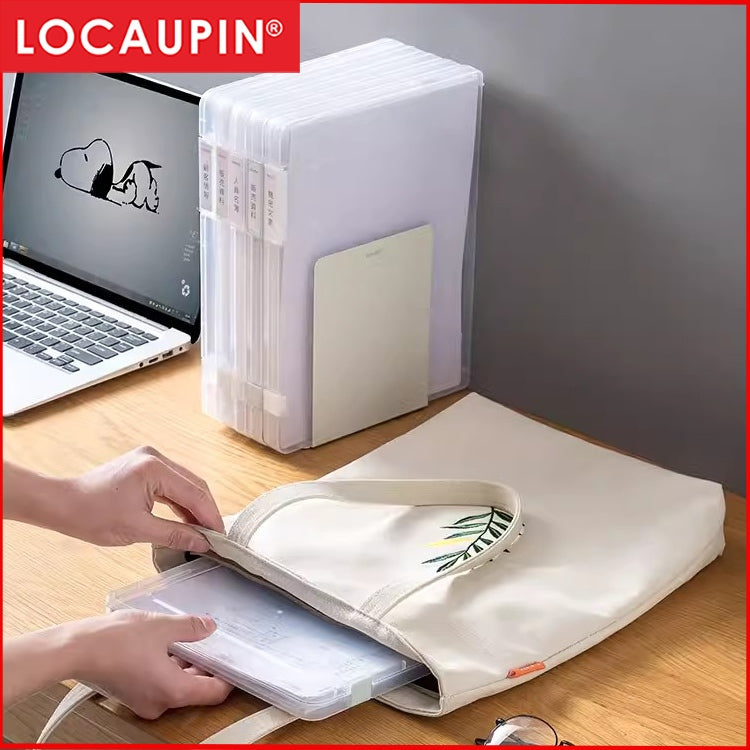 Locaupin Portable Project Case A4 File Box Document Plastic Storage Box with Buckle Paper Case Board Storage Containers