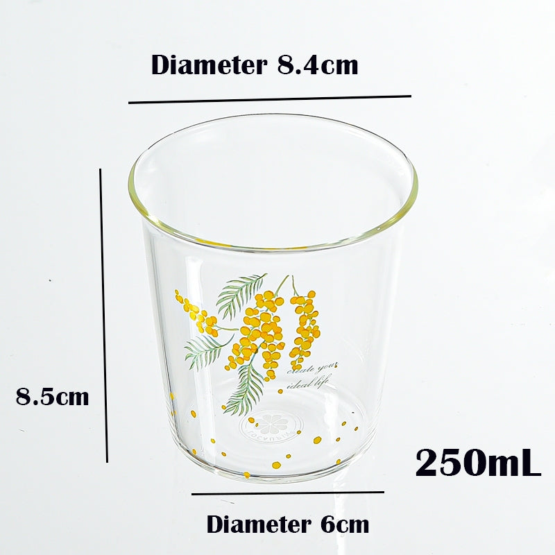 Locaupin Heat Resistant Healthy Glass Cups, Water Glass,Coffee Cups,Flower Tea Glass, Microwave Safe Glass Tea Cups