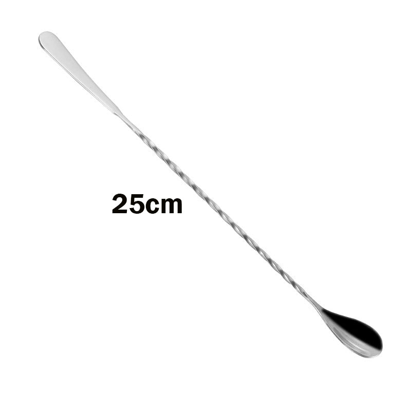 Locaupin 25/30cm 304 Stainless Steel Spoon for Cocktail Mixing Spoon with Spiral Handle Silver