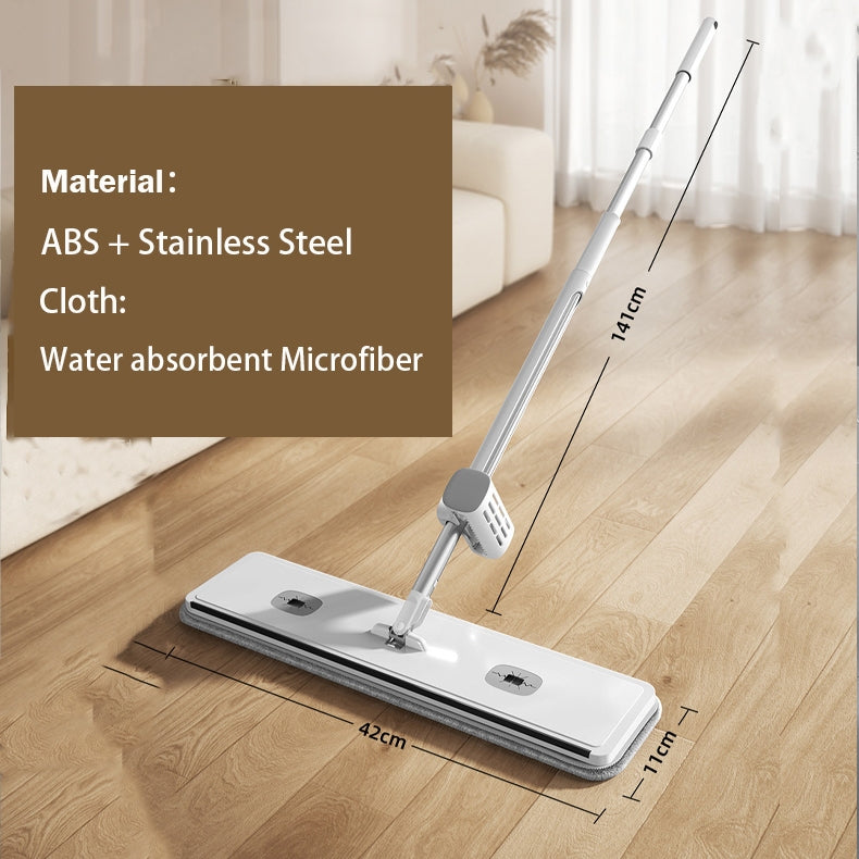 Locaupin 42cm Large Panel Flat Mop, Self Wringing Floor Cleaning Mop - 360 Hands-Free Microfiber Floor Mop,Hand Washing