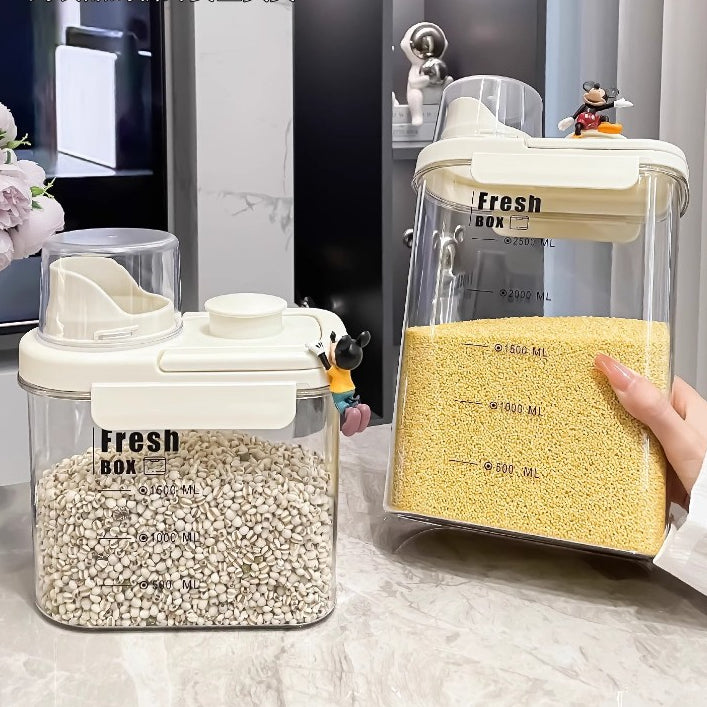 Locaupin 1600/2800mL Kitchen Storage Rice Dispenser Storage Box Food Dispensers Pet Contianer