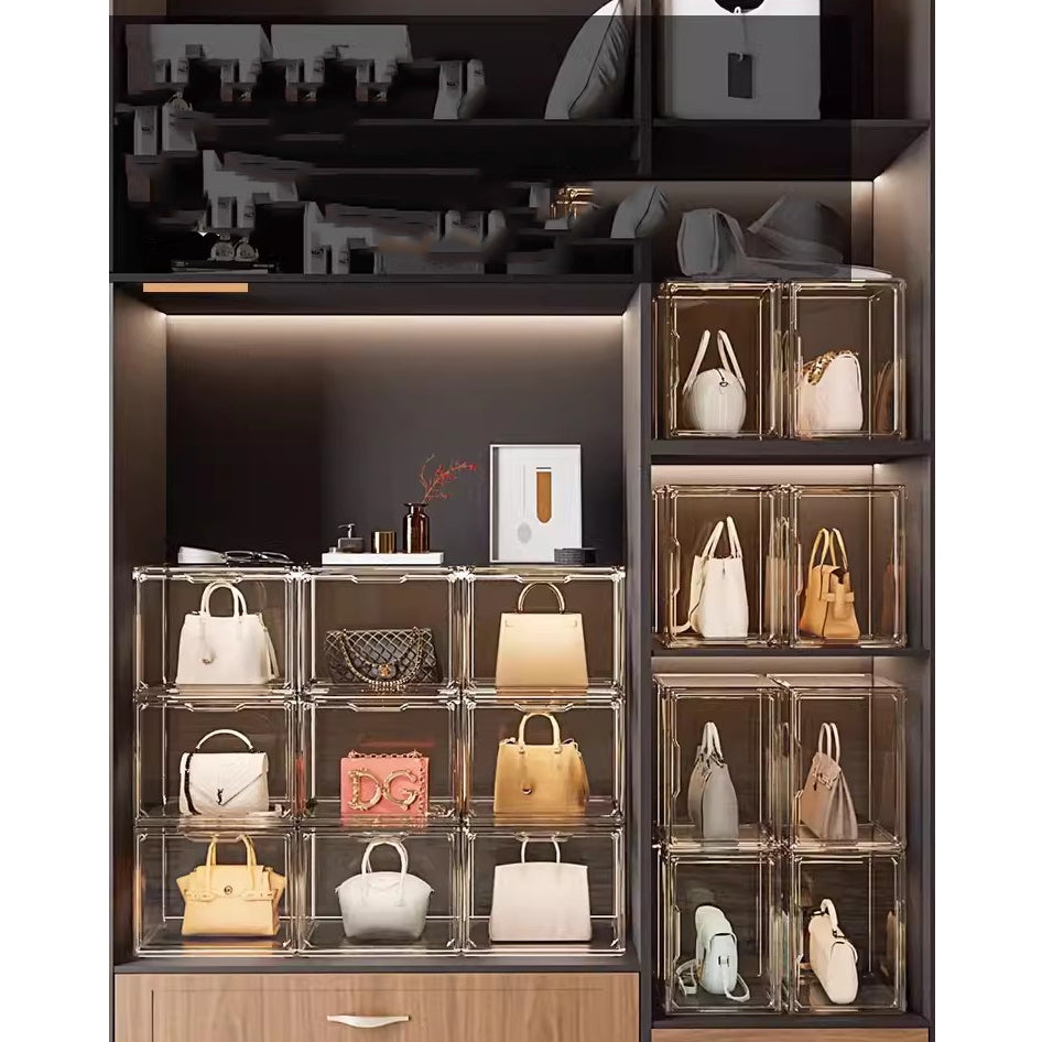 Locaupin Clear Plastic Storage Display Case, Organizer for Handbag, Model ,Wallet, Book, Toys Organization and Display