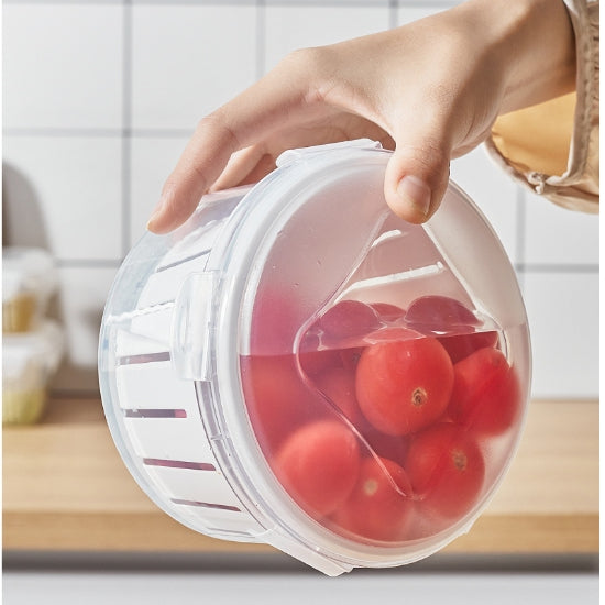 Locaupin Food Storage Containers Stackable Refrigerator Organizer Bins with Lids with Removable Compartment Basket