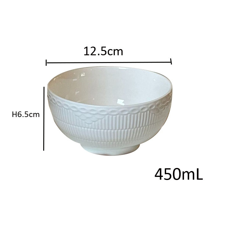 Locaupin Pure White Ceramic Dinnerware, Round Serving Bowls, Tableware for Steak, Salad Pasta Bowls Dinner Sets
