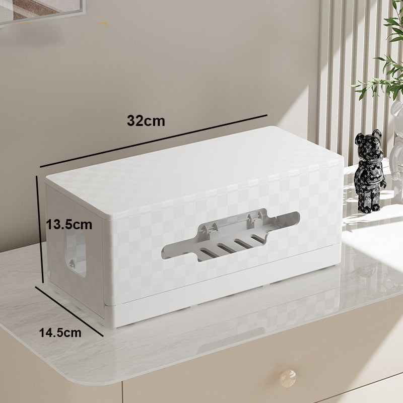 Locaupin Extension Plug Socket Storage Box Extension Plug Cable Organizer Holder With Hand Phone Holder