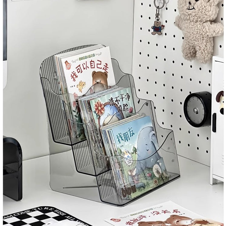 Locaupin Book Holder Brochure Display Stand or Wall Mount 3 Tier Magazine Holder Clear Stands for Display