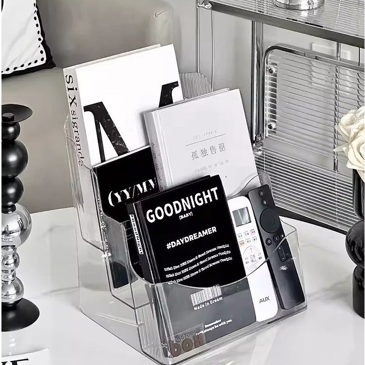 Locaupin Book Holder Brochure Display Stand or Wall Mount 3 Tier Magazine Holder Clear Stands for Display