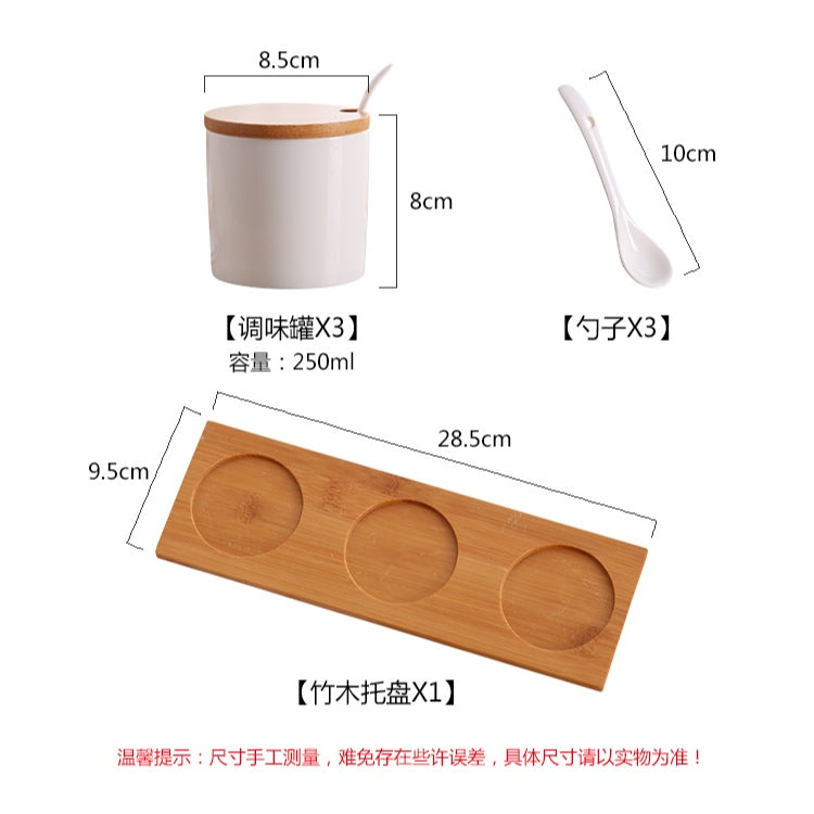 Locaupin Kitchen Ceramic Spice Jar Set Seasoning Dispensers