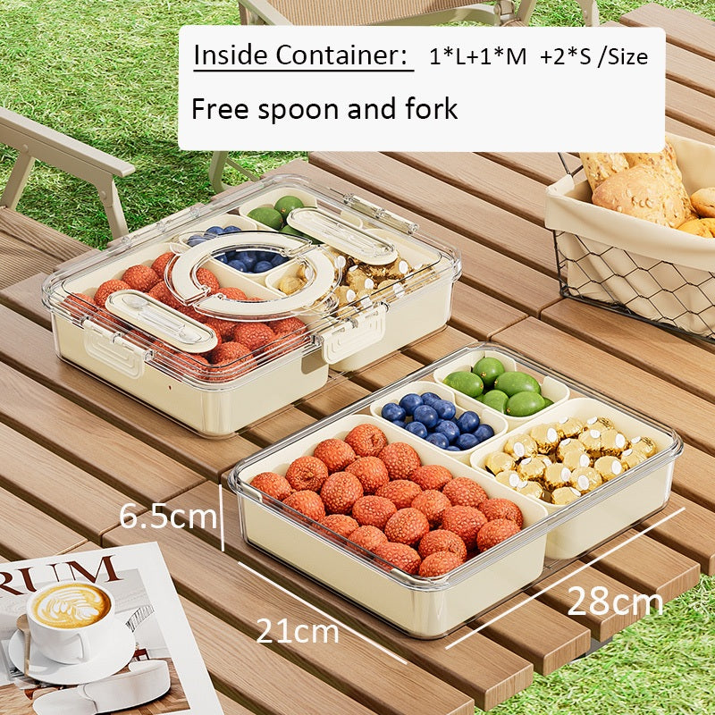 Locaupin Food Storage Containers Stackable Refrigerator Organizer Bins with Lids with Removable Compartment