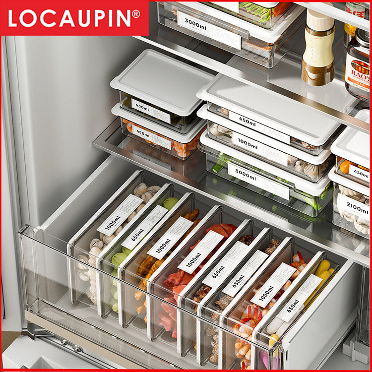 Locaupin Food Storage Containers, Stackable Refrigerator Freezer Organizer Fresh Keeper Container with Vented Lids