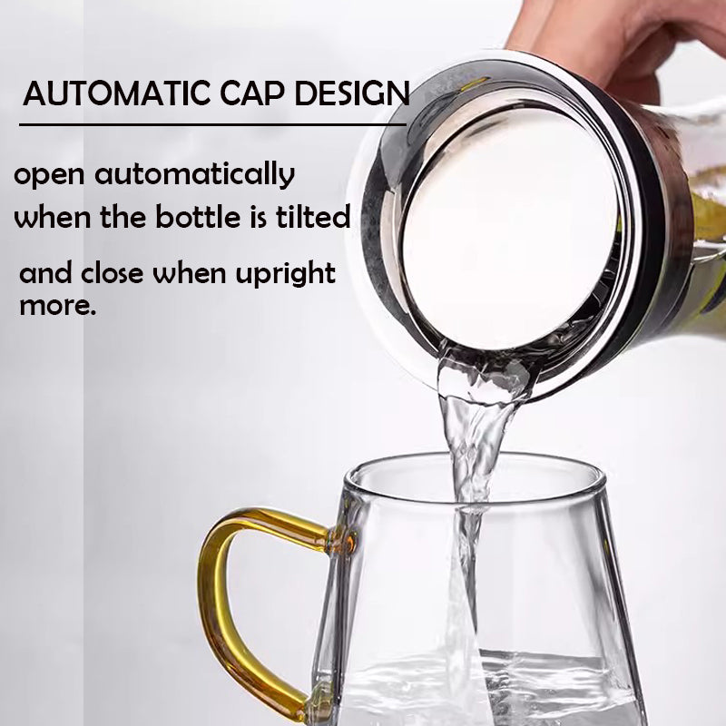Locaupin 1800mL Borosilicate Glass Bottle Pitcher Glass with Filter,Flower Tea,Microwave Safe High Temperature Tea Cups