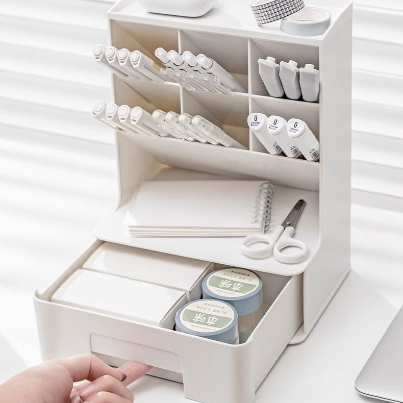 Locaupin Detachable Pencil Holder with Drawer Desk Organizer Makeup Marker Pencil Storage