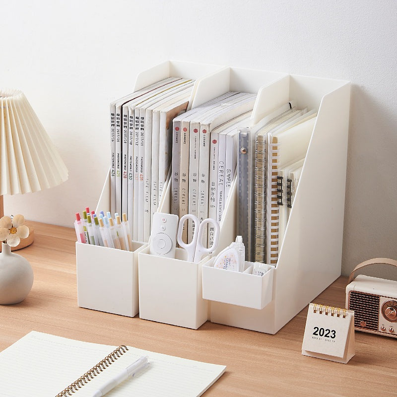 Locaupin Plastic Vertical File Folder Storage Organizer Bin,Hold Notebooks,Binders,Envelopes,Magazines for Home Office