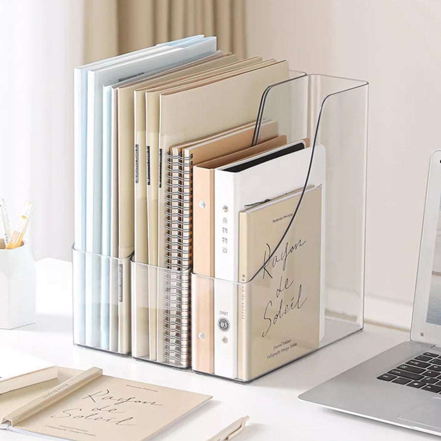 Locaupin Plastic Vertical File Folder Storage Organizer Bin,Hold Notebooks,Binders,Envelopes,Magazines for Home Office