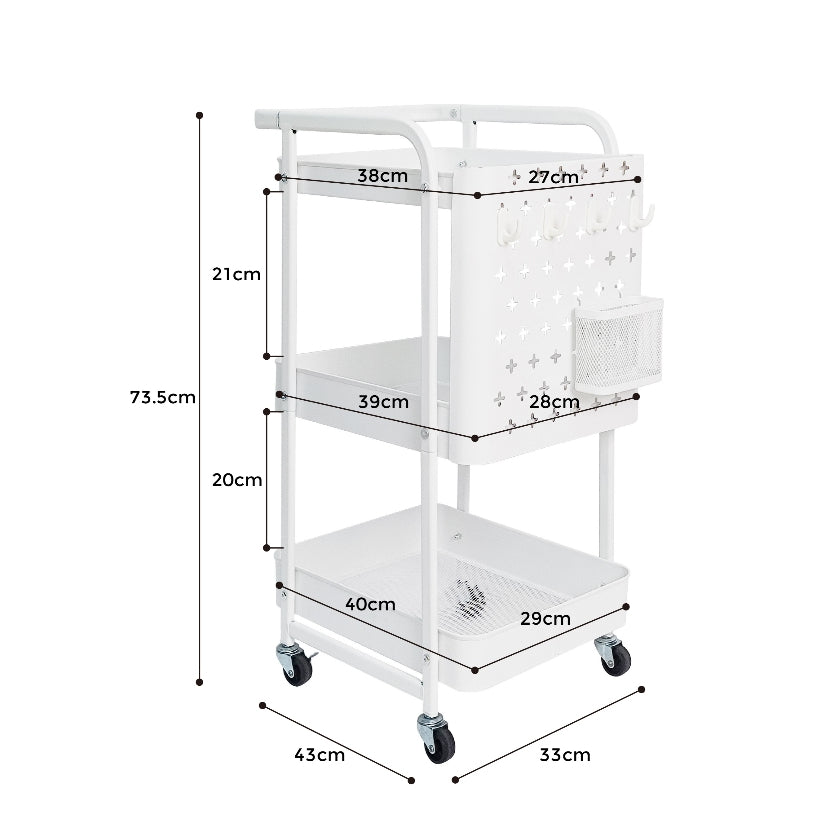 Locaupin Metal 3 Tier Trolley Storage Racks Office Shelves Book Shelving Toys Storage Storage Organization Kitchenc Rack