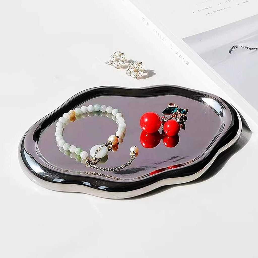 Locaupin Jewelry Dish Trinket Tray, Entryway Table Key Dish Tray, Unique Ceramic Plate, Decor Ceramic Tray Gift