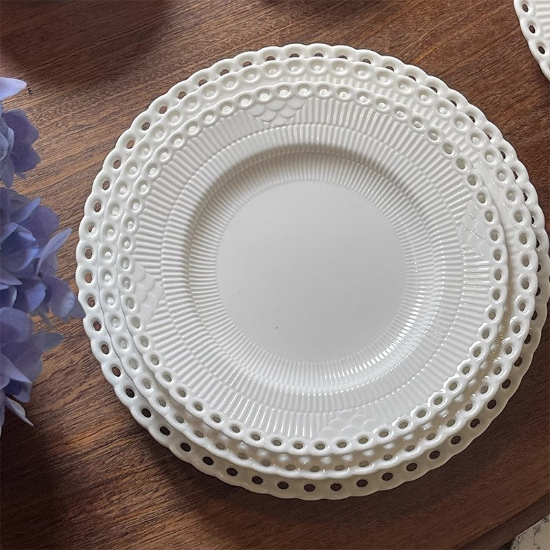 Locaupin Pure White Ceramic Dinnerware, Round Serving Bowls, Tableware for Steak, Salad Pasta Bowls Dinner Sets