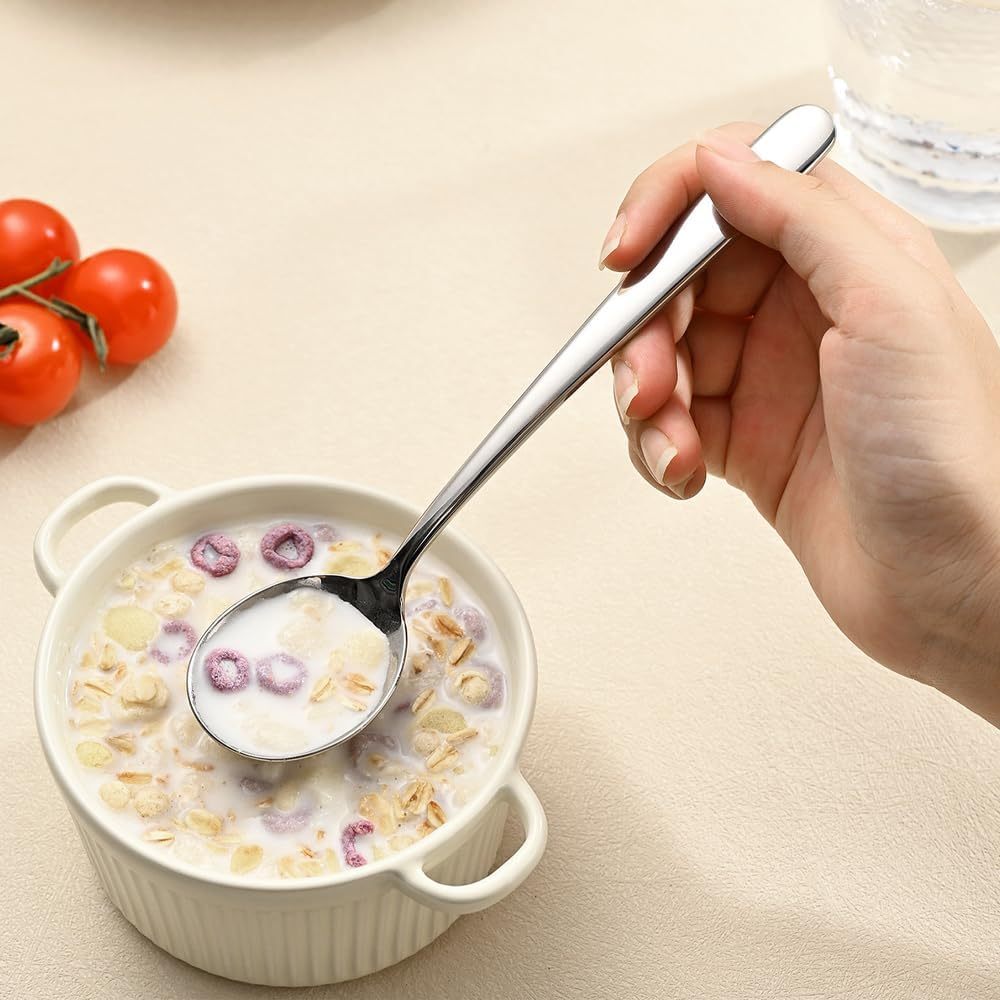 Locaupin 316 Stainless Steel Child Round Soup Spoons, Stainless Steel Premium Spoons,Dishwasher Safe