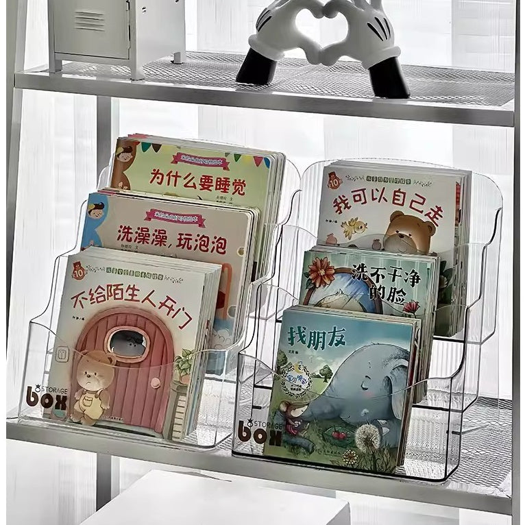 Locaupin Book Holder Brochure Display Stand or Wall Mount 3 Tier Magazine Holder Clear Stands for Display