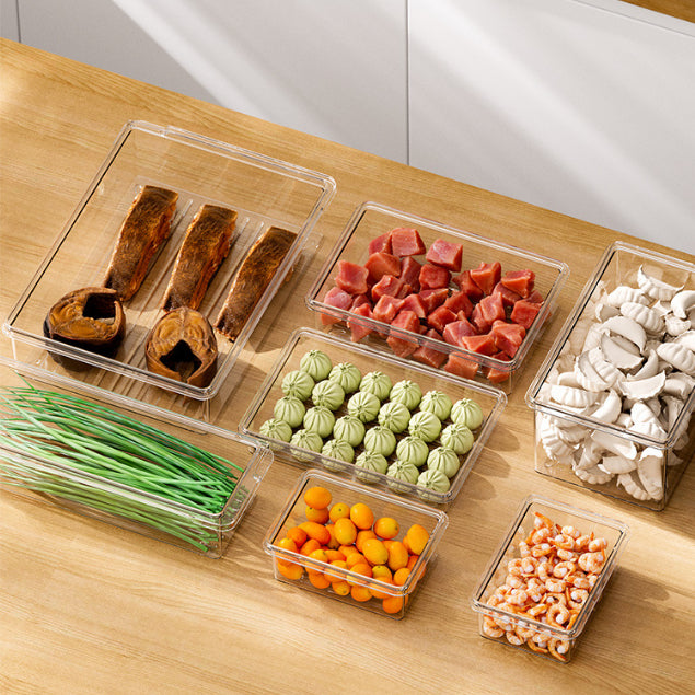 Locaupin Food Storage Containers, Stackable Refrigerator Freezer Organizer Fresh Keeper Container with Vented Lids