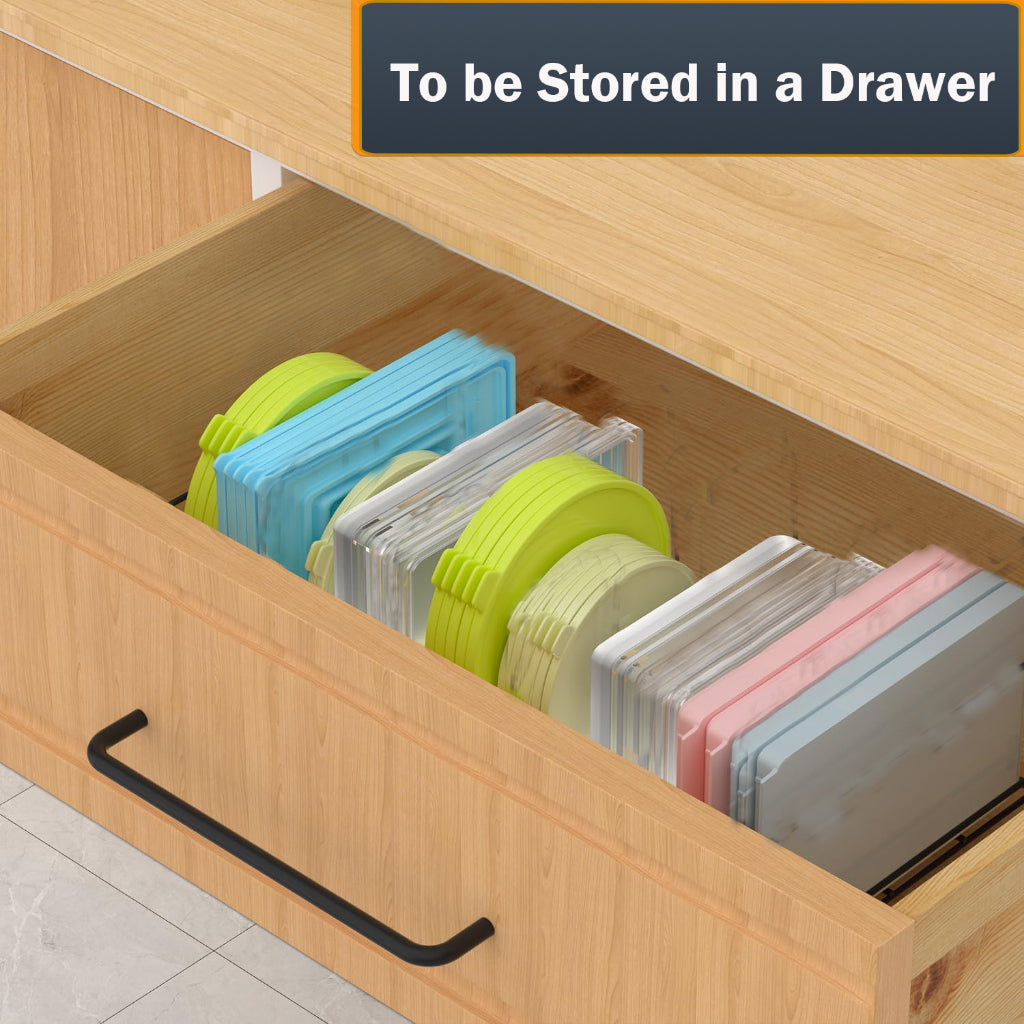 Locaupin Food Container Lid Organizer, Container Cover Metal Storage Basket,Tableware Organizer,Drinkware Storage Basket