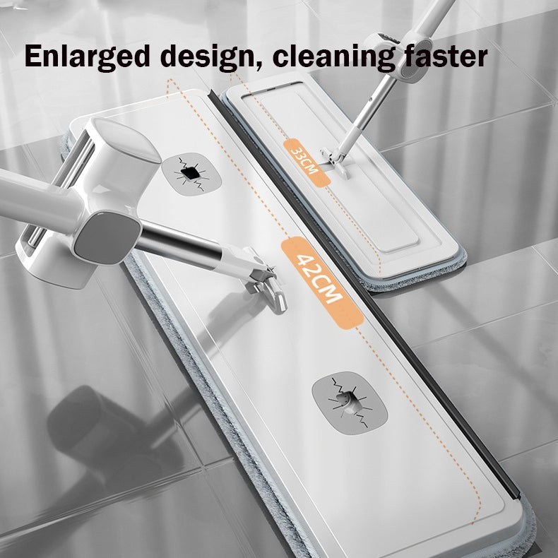 Locaupin 42cm Large Panel Flat Mop, Self Wringing Floor Cleaning Mop - 360 Hands-Free Microfiber Floor Mop,Hand Washing