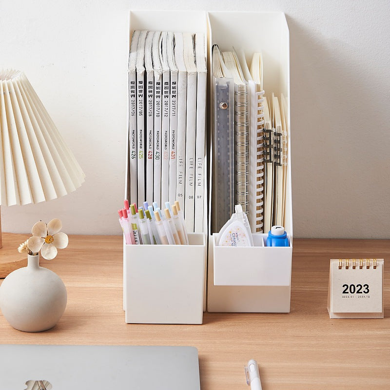 Locaupin Plastic Vertical File Folder Storage Organizer Bin,Hold Notebooks,Binders,Envelopes,Magazines for Home Office
