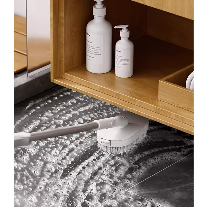Locaupin Adjustable Handle Floor Wiper and Tile Scrubbing Brush with Shower Brush for Home, Office Cleaning Supplies