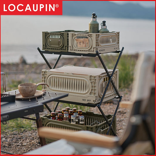 Locaupin Folding Large Collapsible with Removable Storage Bins with Lids Stackable Organizer with Handle Picnic Basket