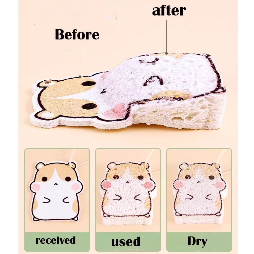 Locaupin Clean Sponges, Compressed Non-Scratch Cellulose Reusable Dishwashing Sponges for Cleaning Kitchen