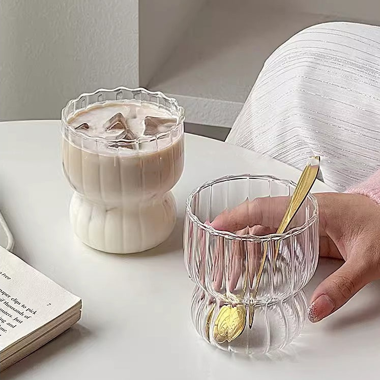 Locaupin Heat Resistant Healthy Glass Cups, Water Glass,Coffee Cups,Flower Tea Glass, Microwave Safe Glass Tea Cups