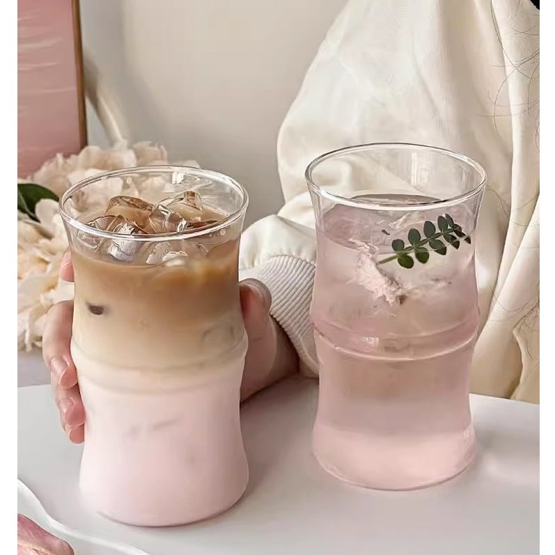 Locaupin 400ML Heat Resistant Healthy Glass Cups,Water Glass,Coffee Cups,Flower Tea Glass, Microwave Safe Glass Tea Cups