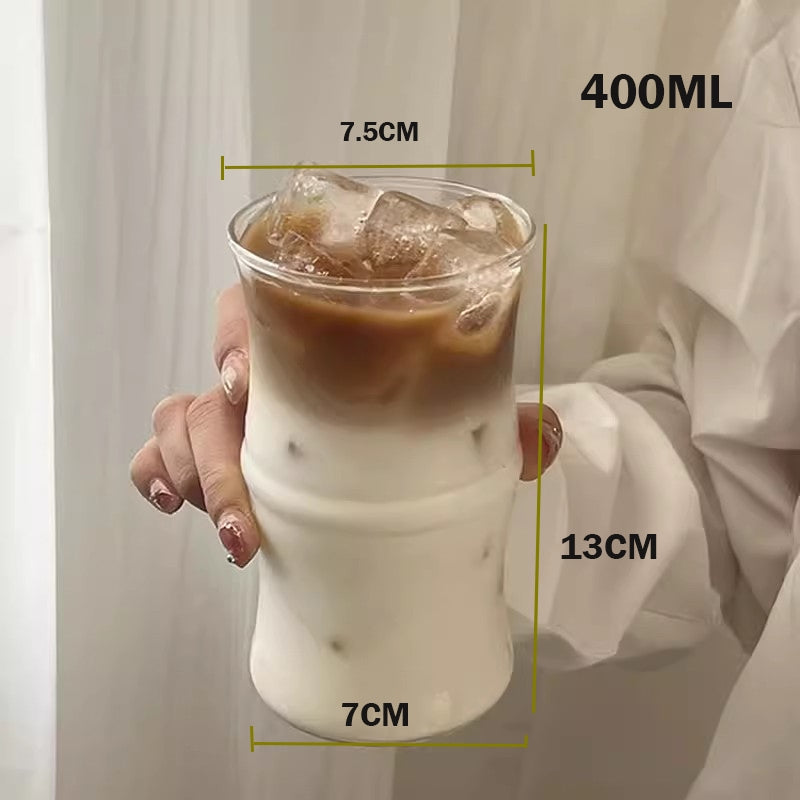 Locaupin 400ML Heat Resistant Healthy Glass Cups,Water Glass,Coffee Cups,Flower Tea Glass, Microwave Safe Glass Tea Cups