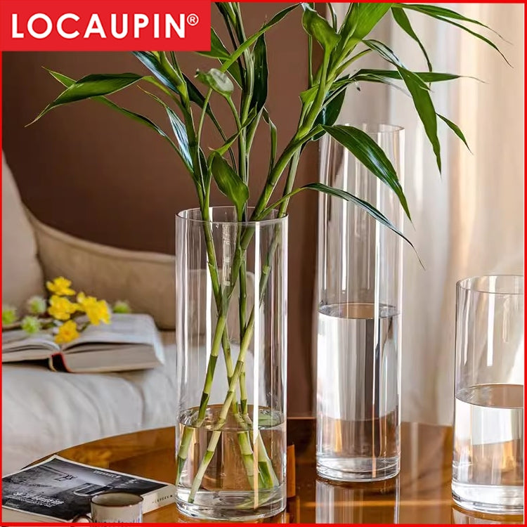 Locaupin Clear Glass Cylinder Vase,Floating Candle Holder Vase, Decor Vases,Clear Vases for Wedding Decorations
