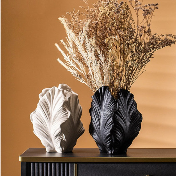 Locaupin White Ceramic Vase Modern Home Decor,Matte Pampas Flower Vases,Farmhouse Decor Living Room Decor
