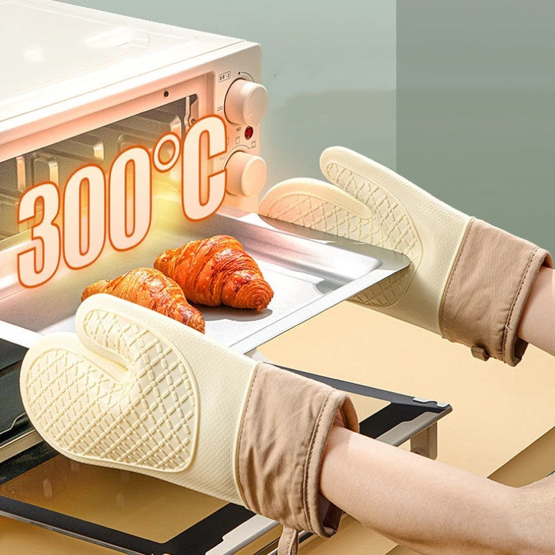 Locaupin Heat Resistant Silicone Oven Mitts Silicone Gloves ,BBQ Gloves,Waterproof Oven Silicone Mitts