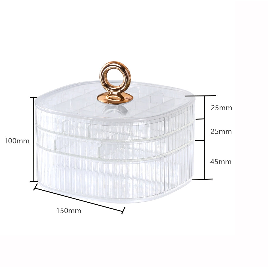 Locaupin Jewelry Box 3 Layer Jewelry Organizer with Handle Clear Jewelry Boxes for Make up Organizer Jewelry Storage