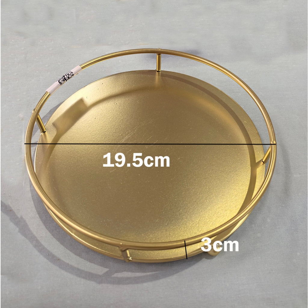 Locaupin Round Metal Tray Decorative Door Keys Tray Home Decor Serving Tray Coffee Table Decor Circle Tray
