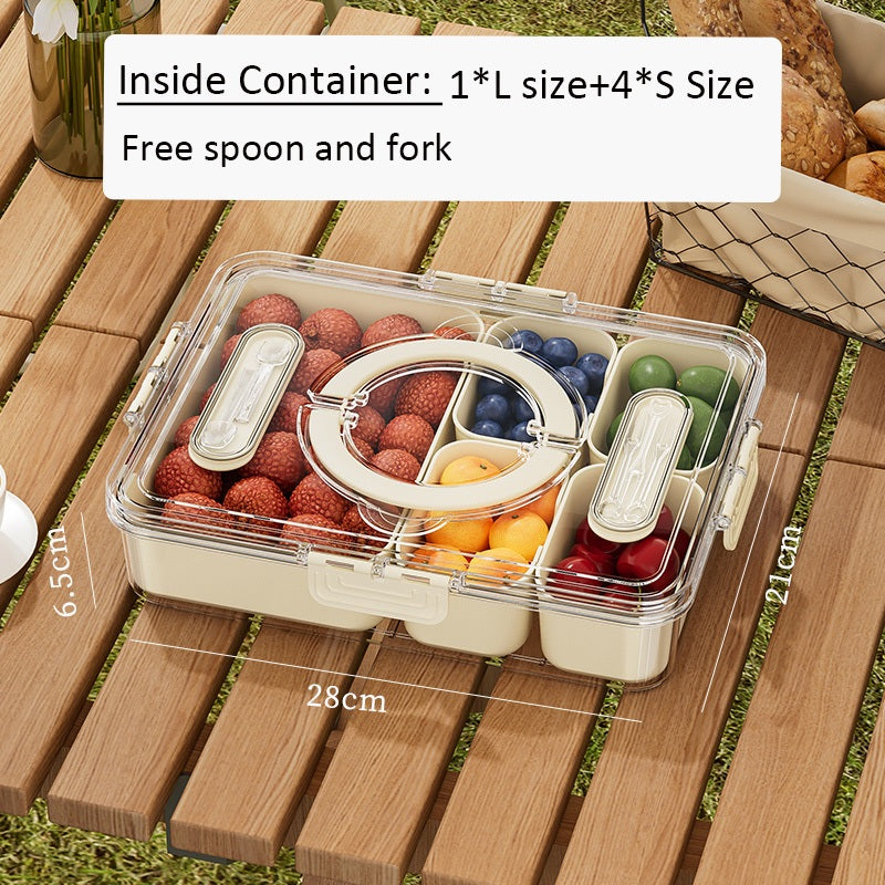 Locaupin Food Storage Containers Stackable Refrigerator Organizer Bins with Lids with Removable Compartment Basket