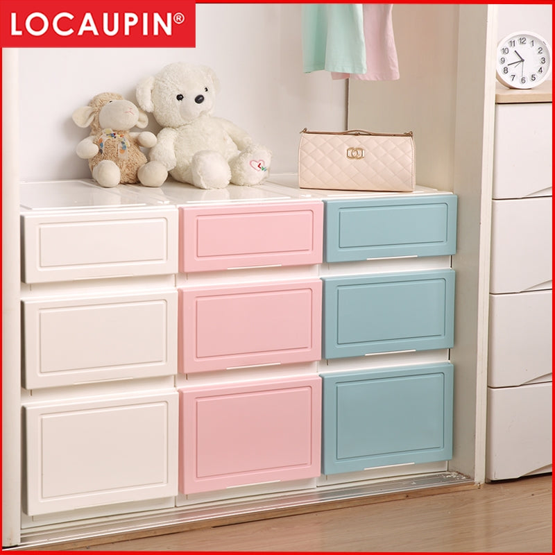 Locaupin Multipurpose Wardrobe Clothes Stackable Plastic Storage Box Drawer Storage Box Underwear Box 21L/43L/54L/65L