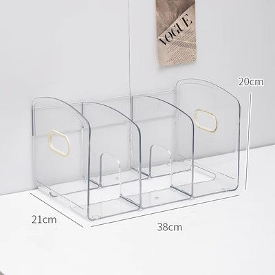 Locaupin Shelf Small Bookcase, Desktop Book Organizers and Mini Bookshelf for Home Office, CD, Book & Magazine Rack