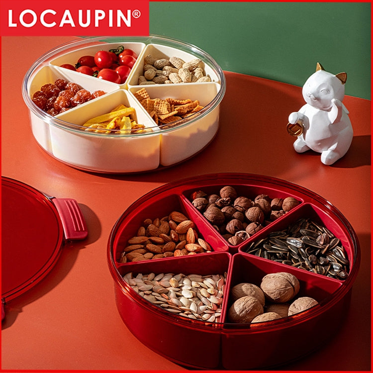 Locaupin BPA FREE Square Plastic Divided Serving Tray with Lids, 4 Individual Dishes Food Storage Containers, Serving