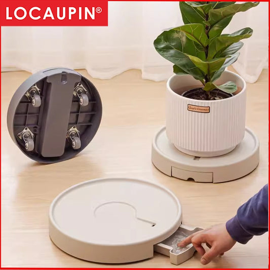 Locaupin Flower Pot Holder with Wheels & Drain Tray, Move Garden Plant Stand Plant Pallet,Big Loading Capacity